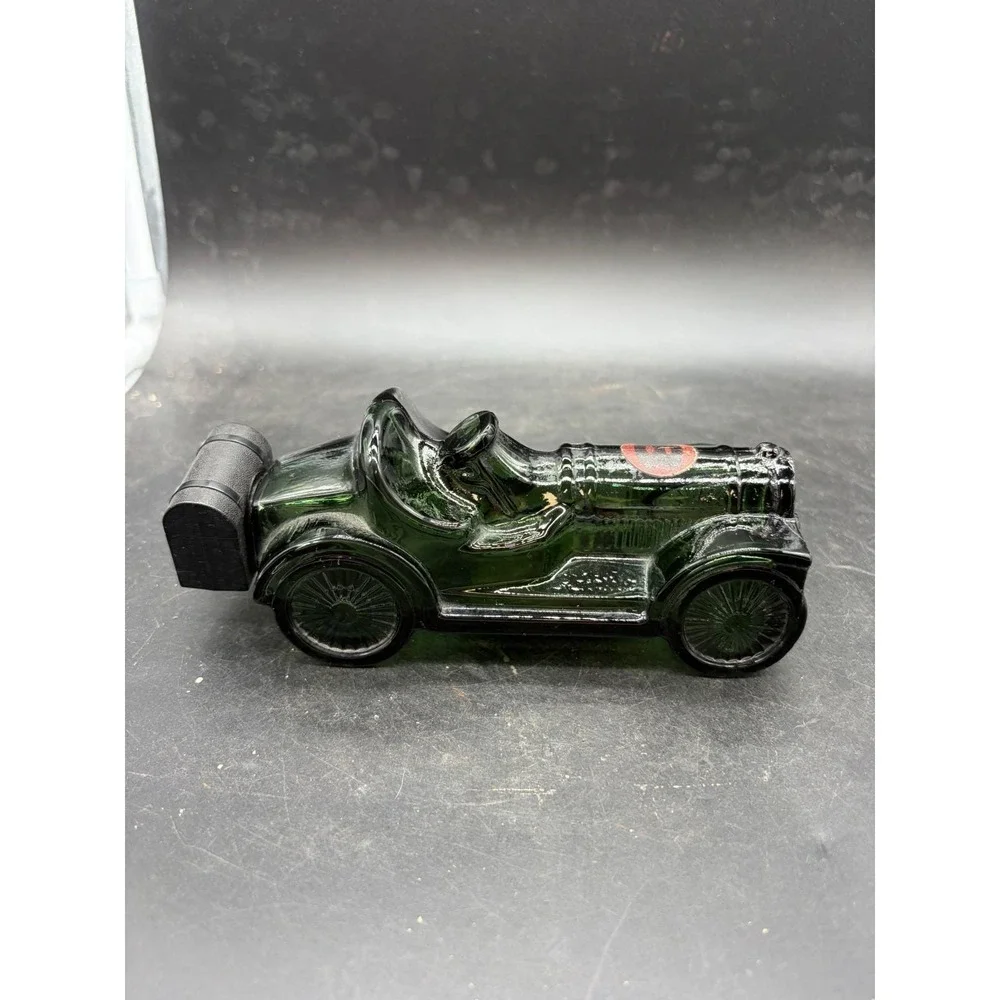 Vintage Avon Sterling Six Emerald Green Glass Car Decanter Bottle 1900s Roadster